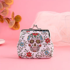 Skull Flower Coin Purse Buckle Wallet Vintage Design