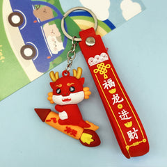 Chinese Style Keychain Bags Hanging Pendant Ornament Dragon Year Festive Gift