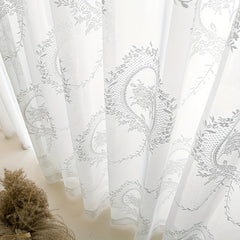 Sweet Flower Pattern Sheer Curtain Rod Pocket Curtain