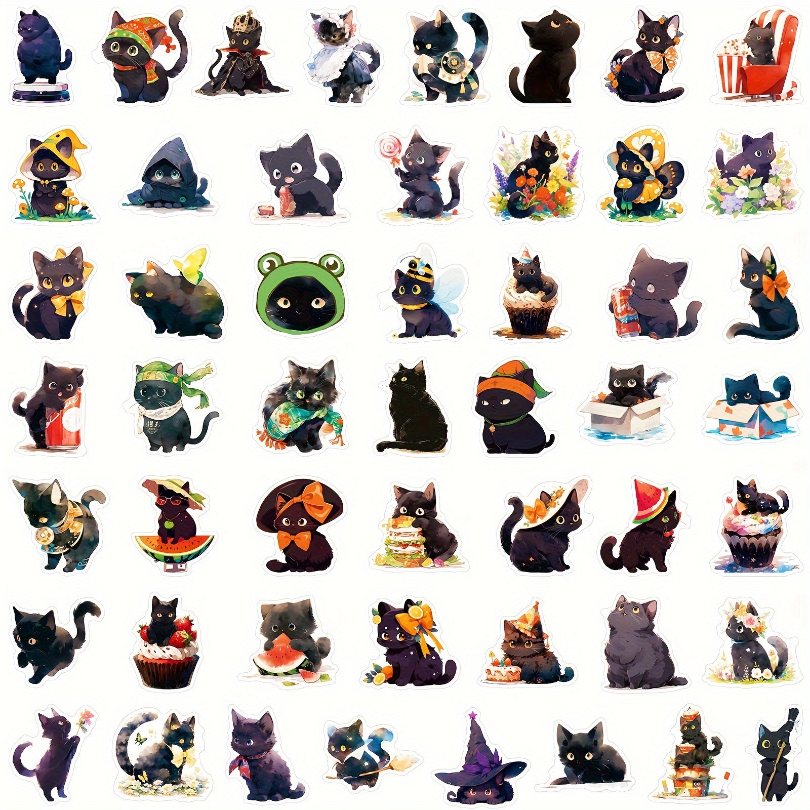 50pcs Cat Series Graffiti Stickers Waterproof DIY Stick