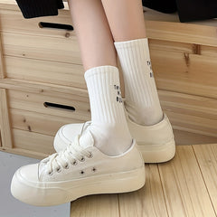 Letter Print Sports Mid Tube Socks Women's Stockings
