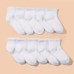 10 Pairs Kids Plain Breathable Short Socks
