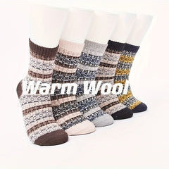 5 Pairs Winter Warm Socks Casual Knit Socks Outdoor Socks Thick Warm Socks