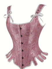 Jacquard Tank Corset Bustier Tummy Control Lace Up Sleeveless Body Shaper