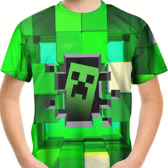 Boys' Monster Block Graphic Tee for Summer Fun