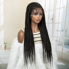 Knotless Long Box Braid Hair Wigs Synthetic Fiber Lace Front Hair Wigs For Women