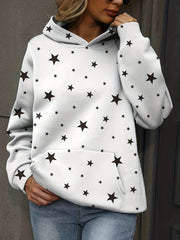 Stars Print Kangaroo Pocket Hoodie Casual Sweatshirt