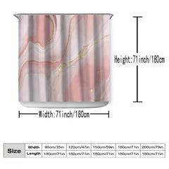 Pink Marble Shower Curtain Set Waterproof Bathroom Decor