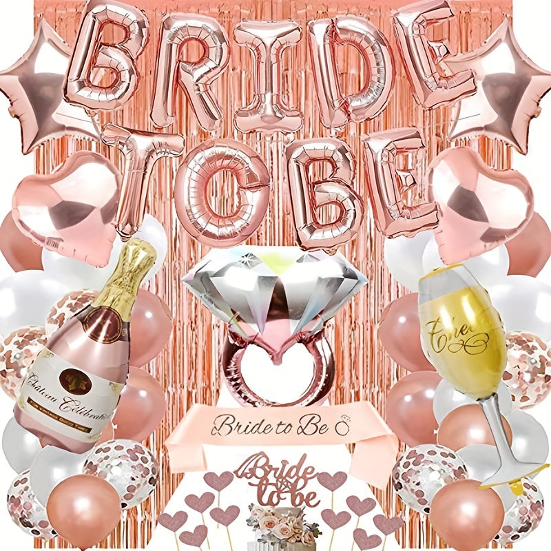 42pcs Rose Gold Bridal Party Supplies Set for Cake Decoration