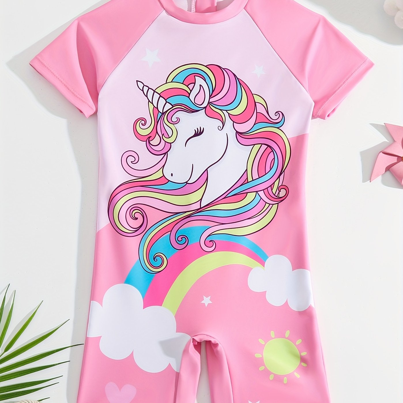 Rainbow Pony Swimsuit Short Sleeve Swimwear