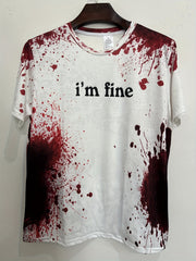 Men's I'm Fine Letter Print T shirt Casual Comfy Crew Neck Tee