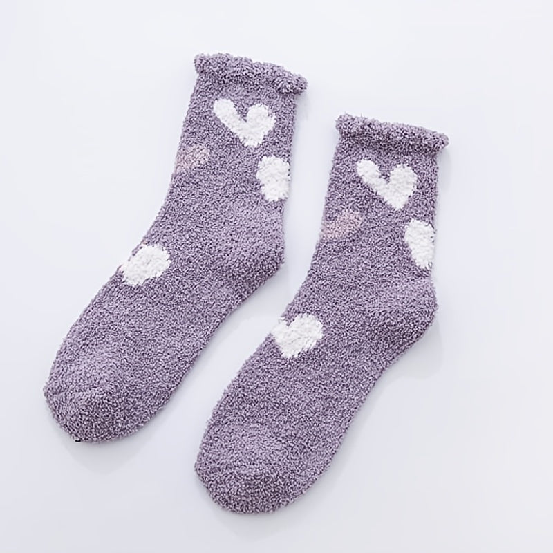 3 Pairs Women's Heart Pattern Fuzzy Socks Funny Colorful Plush Fluffy