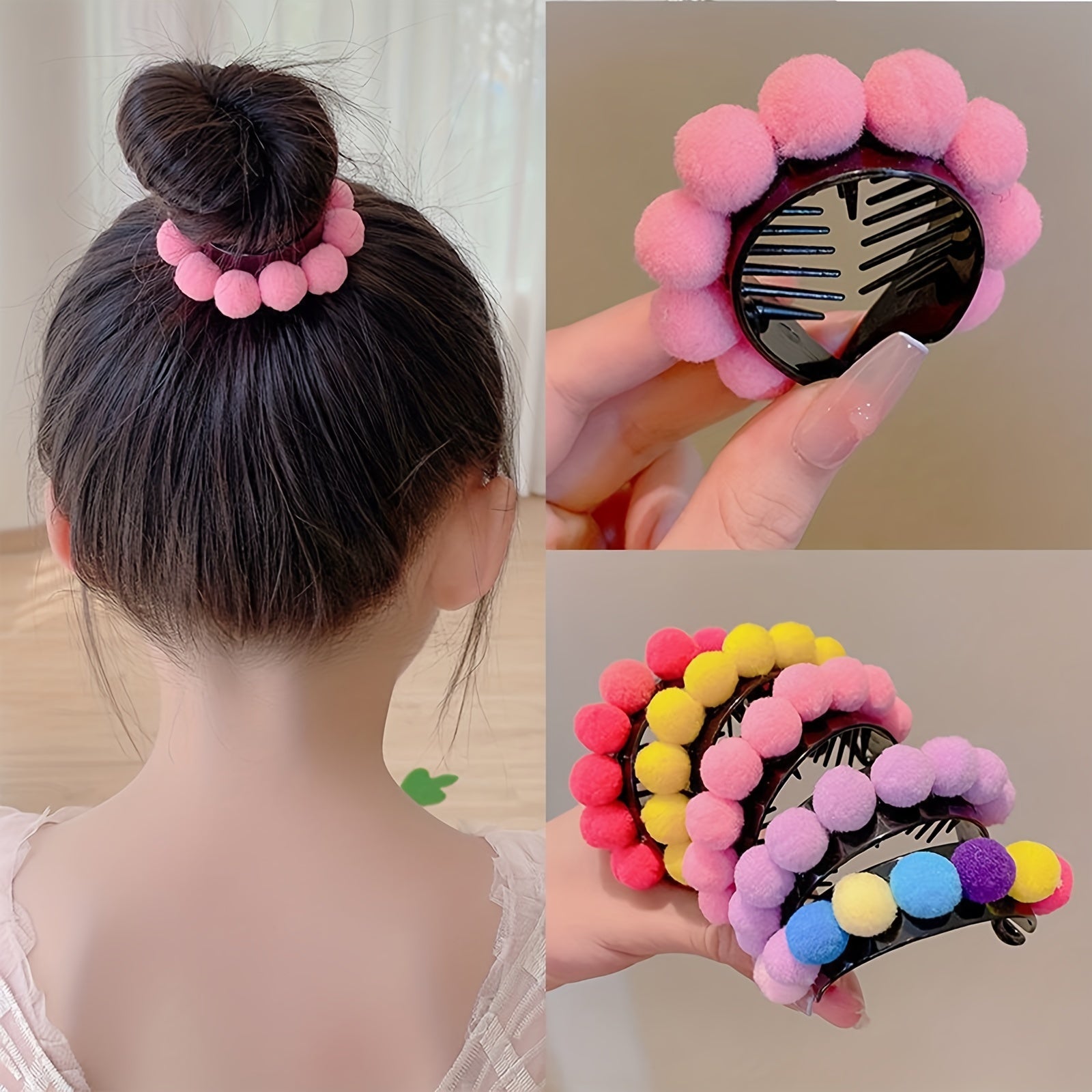 Plush Ball Hair Clip Ponytail Buckle for Baby Girls