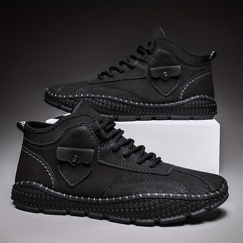 Men Stitch Pointed Leather Boots Formal Dress Shoes For Party Office Wedding