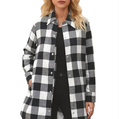Plaid Shirt Jacket Long Sleeve Button Up Casual Shacket
