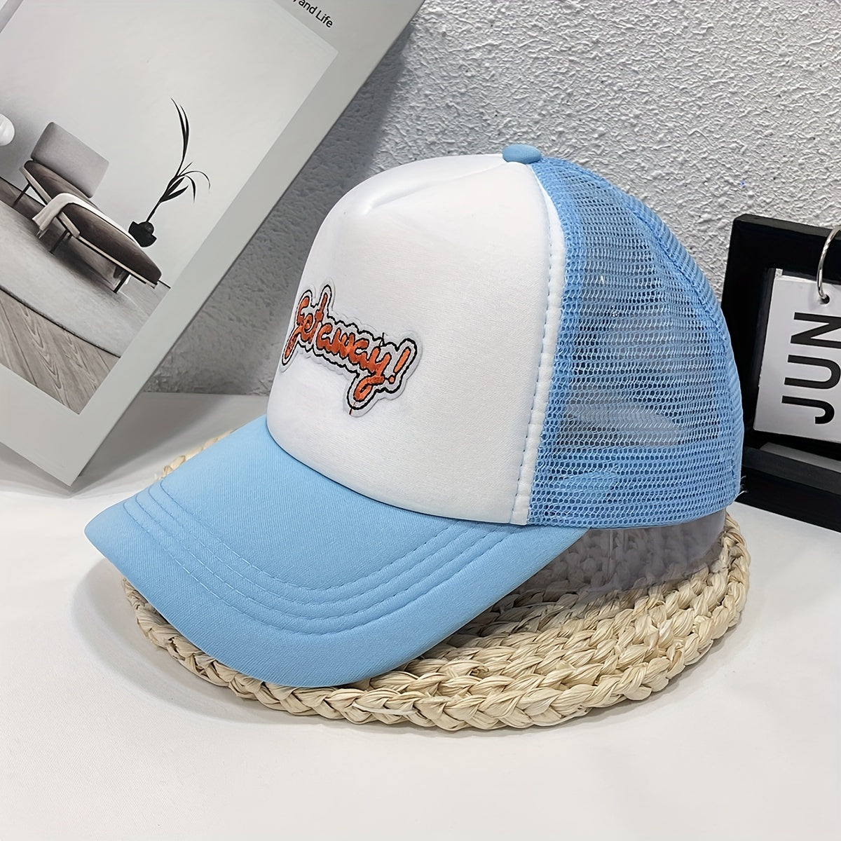 GET AWAY Embroidered Label Mesh Trucker Hat