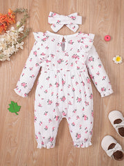Infant Girls Cotton Romper Newborn Floral Long Bodysuit