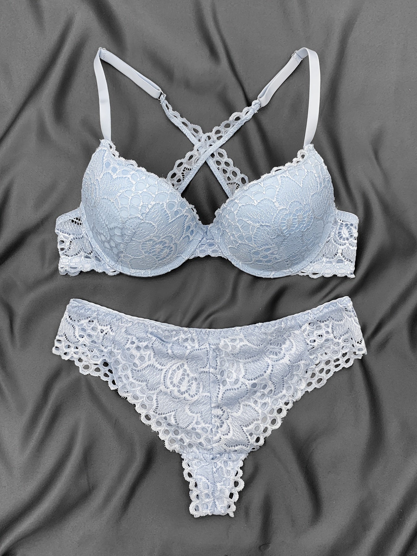 Cross Back Push Up Lingerie Set Micro Elastic Bra & Bikini Panty