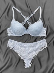 Cross Back Push Up Lingerie Set Micro Elastic Bra & Bikini Panty
