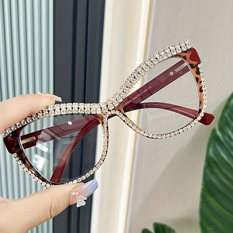 Clear Lens Rhinestone Square Frame Eyeglasses