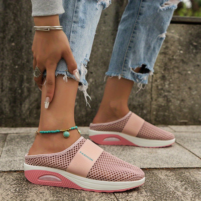 Women's Mesh Mules Sneakers Air Cushion Slip On Shoes