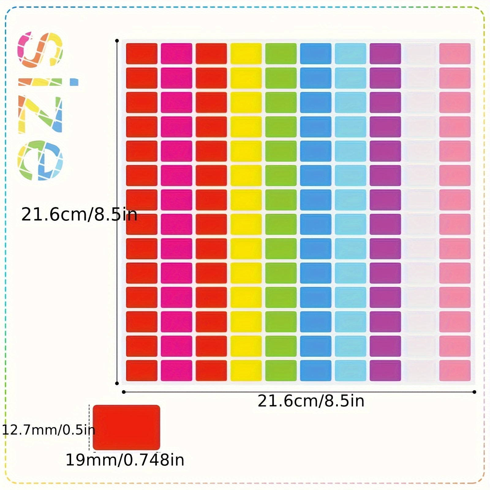 1400 Removable Colored Stickers for Labeling - 10 Coding Labels Rectangle