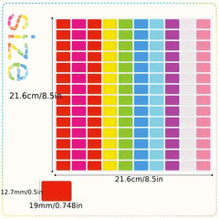 1400 Removable Colored Stickers for Labeling - 10 Coding Labels Rectangle
