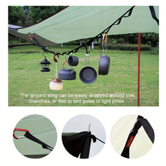 19 Hooks Carabiner Tent Lanyard Camping Clothesline & Storage Belt