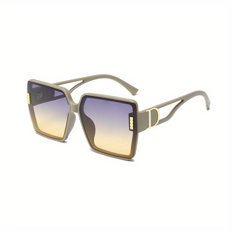 Oversized Square Frame Sunglasses Gradient Lens UV400