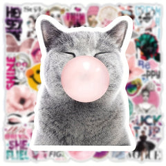50pcs Vsco Wind Pink Series Graffiti Stickers Waterproof Decorative S