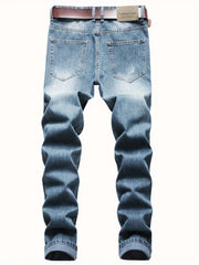 Men's Straight Regular Denim Jeans With Pockets