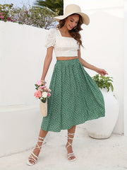 Floral Print High Waist Skirt for Resort Wear