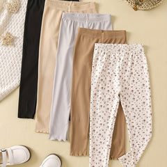 Toddler Girls' 5 Packs Pull on Leggings Pants