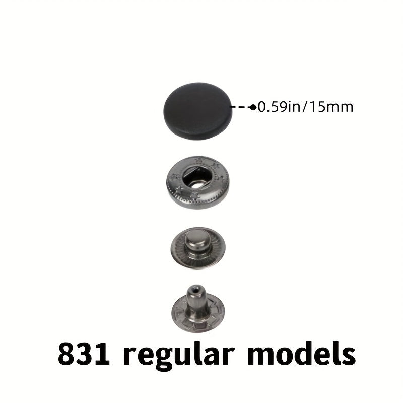 120pcs Leather Snaps Kit 15mm Metal Buttons w/ Tools Colorful