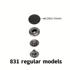 120pcs Leather Snaps Kit 15mm Metal Buttons w/ Tools Colorful