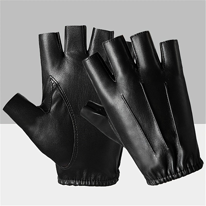 Half Finger Gloves for Outdoor Sports Faux Leather Gloves