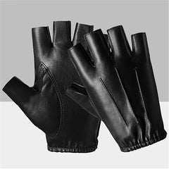 Half Finger Gloves for Outdoor Sports Faux Leather Gloves