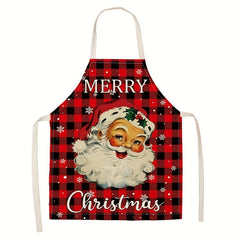 Christmas Linen Apron Unisex Adjustable Cooking Apron