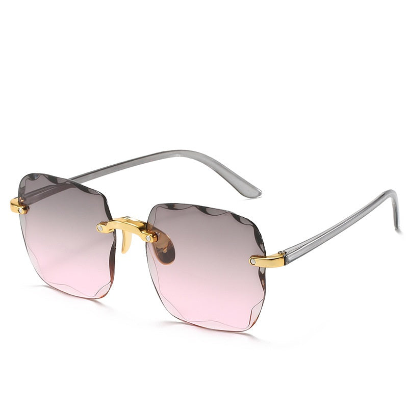 Oversized Square Frame Polarized Sunglasses Cut Edge Frameless
