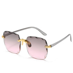 Oversized Square Frame Polarized Sunglasses Cut Edge Frameless