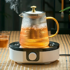 Glass Teapot 1000ml Clear Teapot with Stainless Steel Tea Strainer