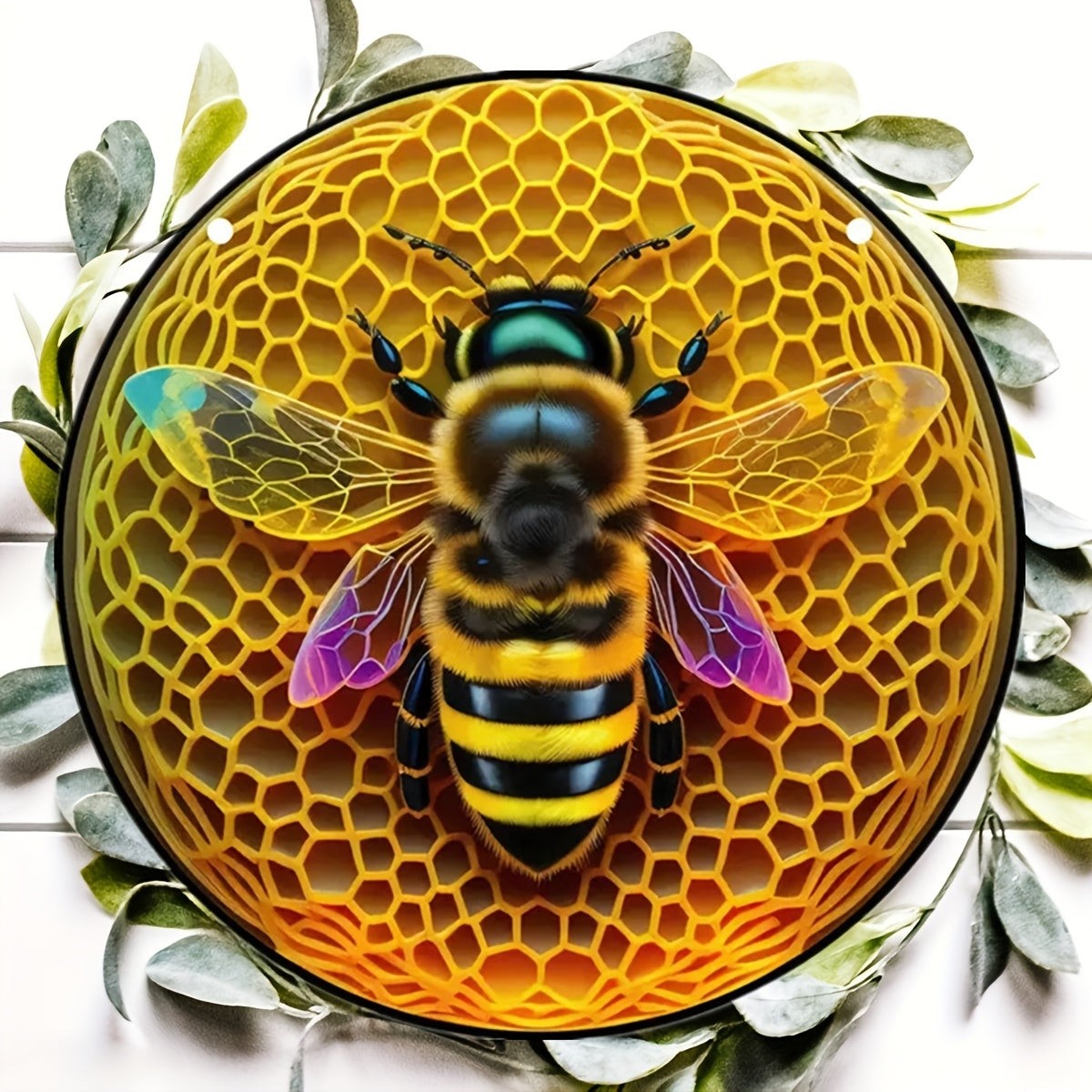 Bee Suncatcher Stained Glass Window Hanging for Home Decor