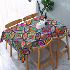 Boho Rectangle Tablecloth Stain Resistant Water Repellent Wrinkle Table Cover