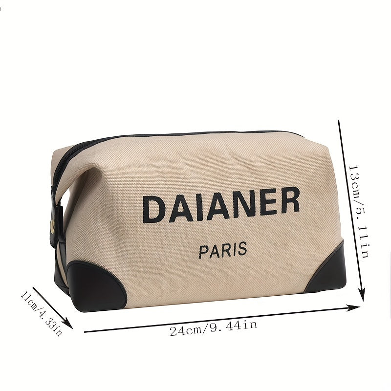 Letter Pattern Zipper Makeup Bag Canvas Makeup Pouch