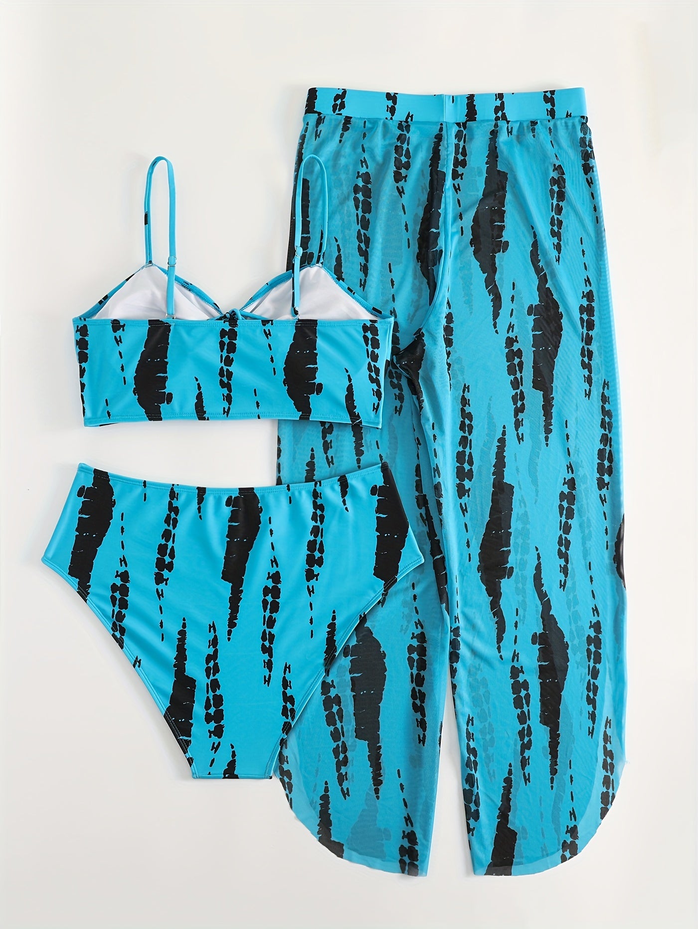 Vacay Bikini Set Tie Dye Ruched Swimsuit 3 Pcs
