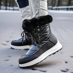 Women's Fur Lined Snow Boots Lace Up Platform Winter Outdoor Comfortable Boots