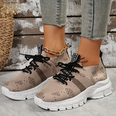 Women's Geometric Pattern Knit Athletic Running Shoes