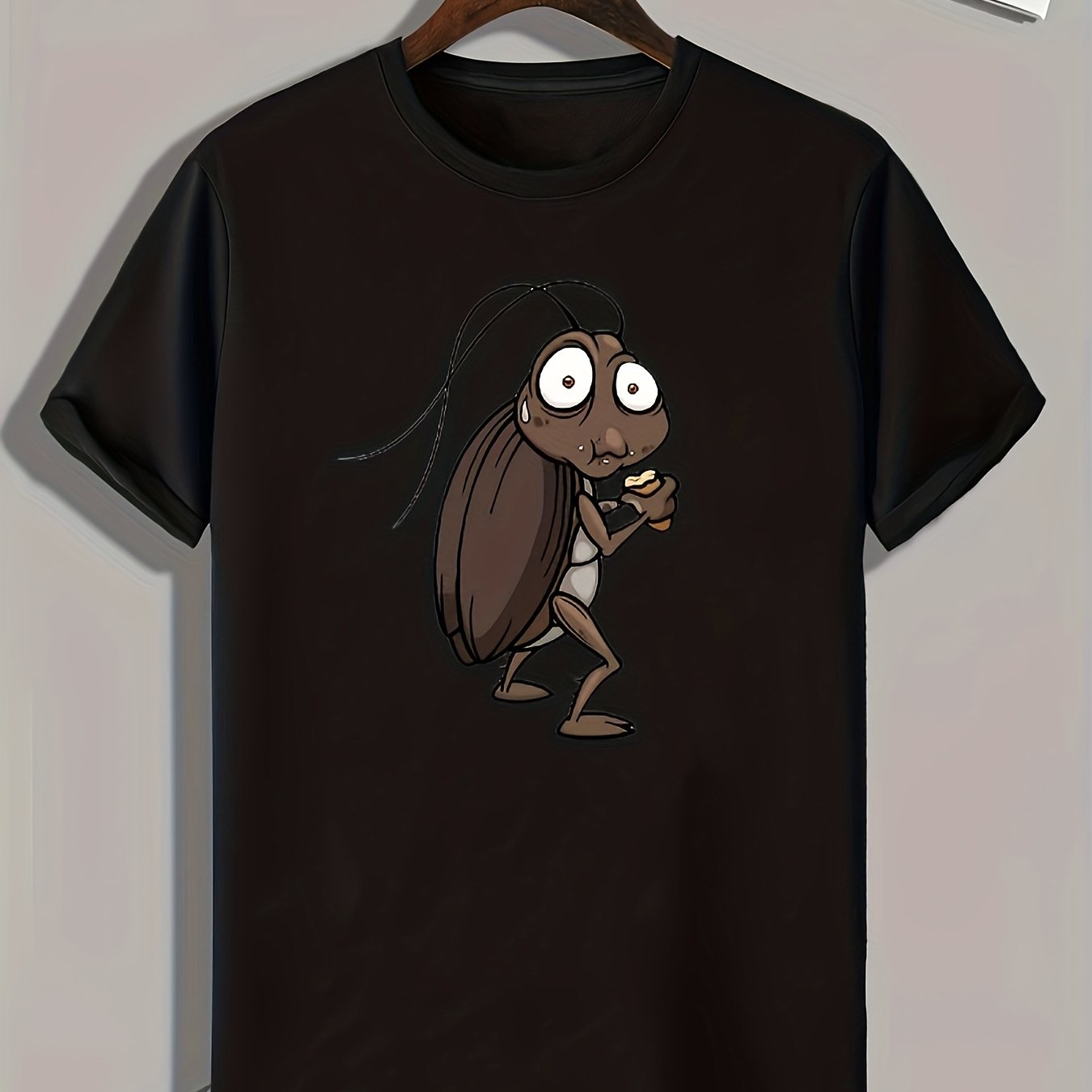Cartoon Cockroach Pattern Print Men's Comfy Sports T-shirt