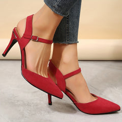 Red Stiletto Heels Point Toe Slingback Pumps Summer Heel with Adjustable Strap