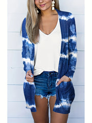 Tie Dye Long Sleeve Cardigan with Pockets